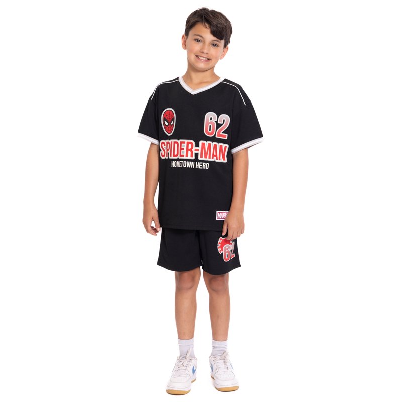 Spider-Man Boys Graphic Soccer Jersey and Drawstring Shorts Set 2-Piece Sizes 4-16