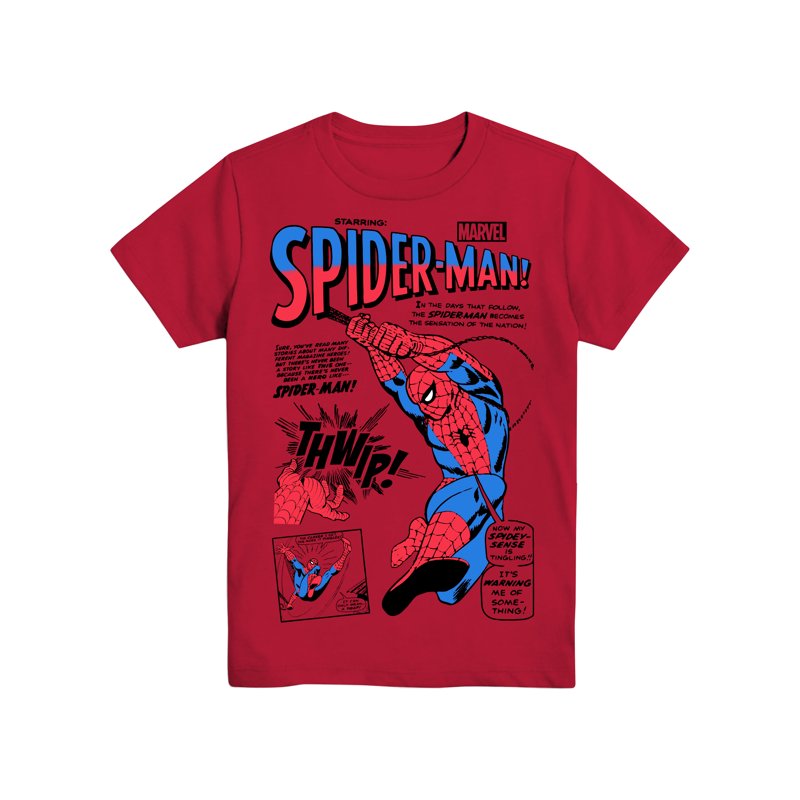 Spider-Man Boys Nation Sensation Graphic Tee with Short Sleeves Sizes 4-18