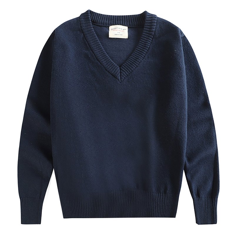 Staki Boys Long Sleeve Kids Boys Sweaters Holiday Sweater Crewneck Knit Pullover (Navy Blue 8-9 Years)