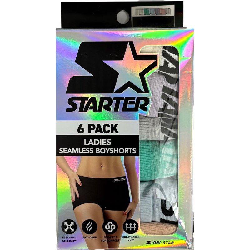 Starter Women's Seamless Boyshort Underwear 6-pack
