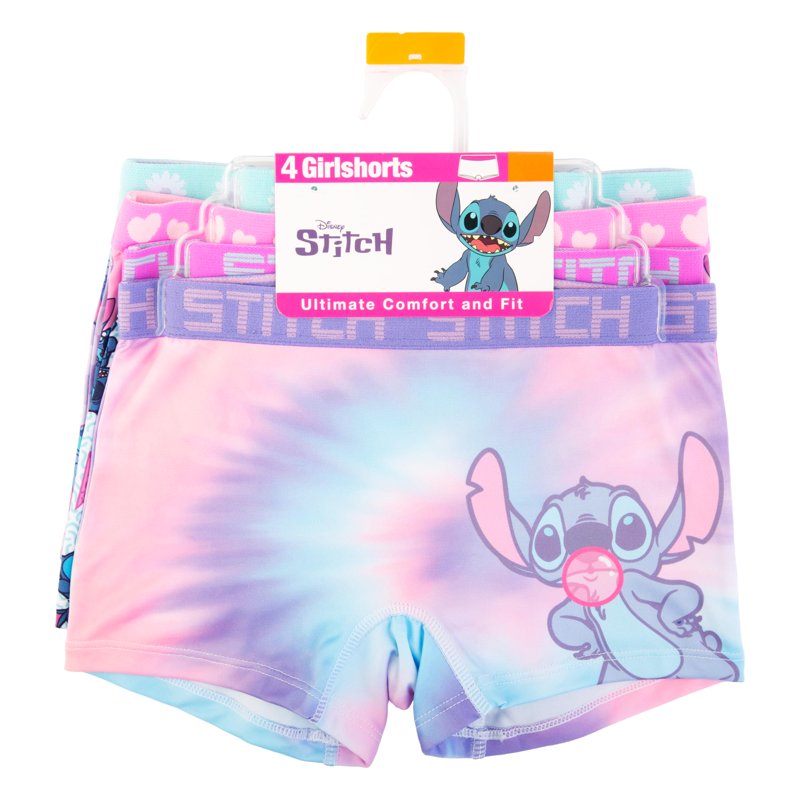 Stitch Girls Boyshort Character Underwear 4-Pack Size 4-10