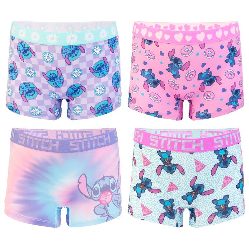 Stitch Girls Boyshort Character Underwear 4-Pack Size 4-10