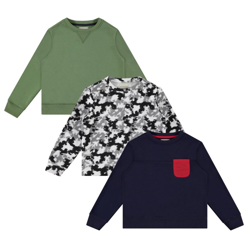 STITCH & STONE Boys 3PK Tops - Fun and Trendy Sweaters for Boys TDYE 14