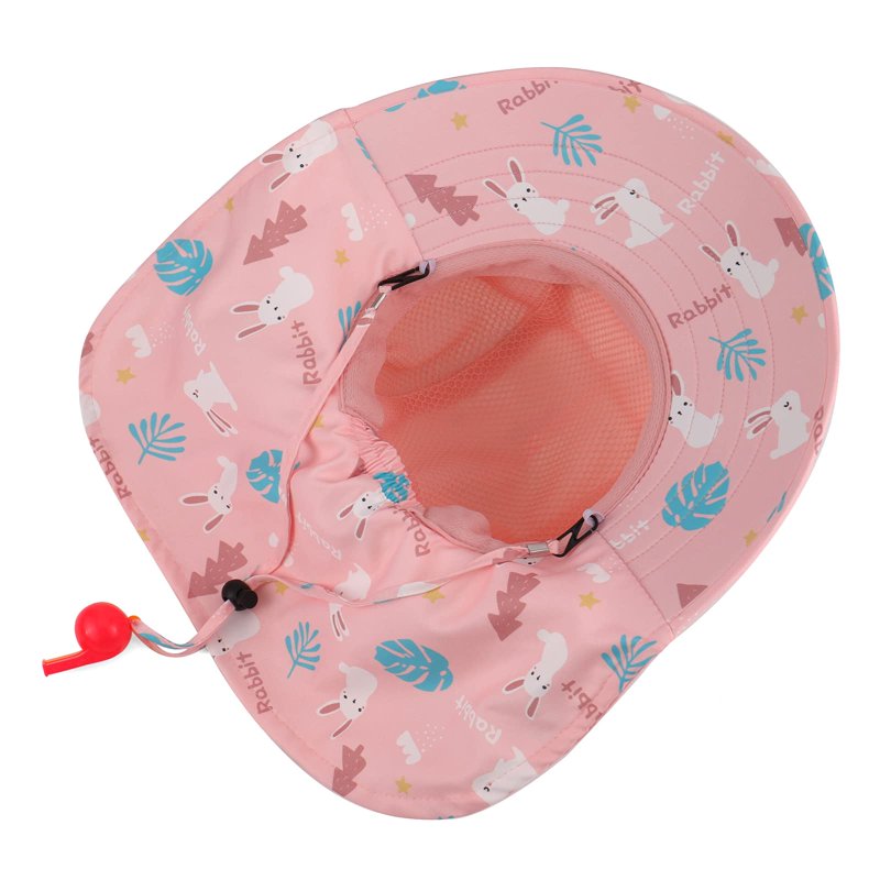 Summer Cute Sun Hat For Boys And Girls Cartoon Big Brimmed Fisherman Hat UV Resistant Children's Hat Whistle Sun Hat