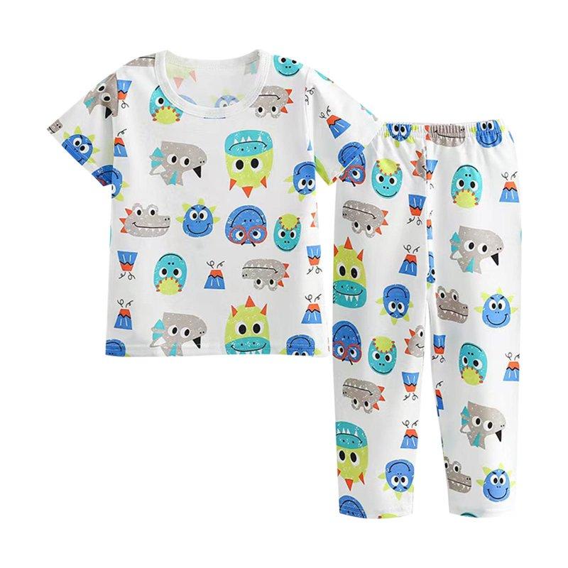 Summer Savings Clearance 2025 Bovxnpu Boys Girls Cotton Pajamas Sets Toddler Boys 2 Piece Loungewear Set Boys' Casual Short Sleeve Tops Round Neck Collar Botton Printed Short Pants 10 Years