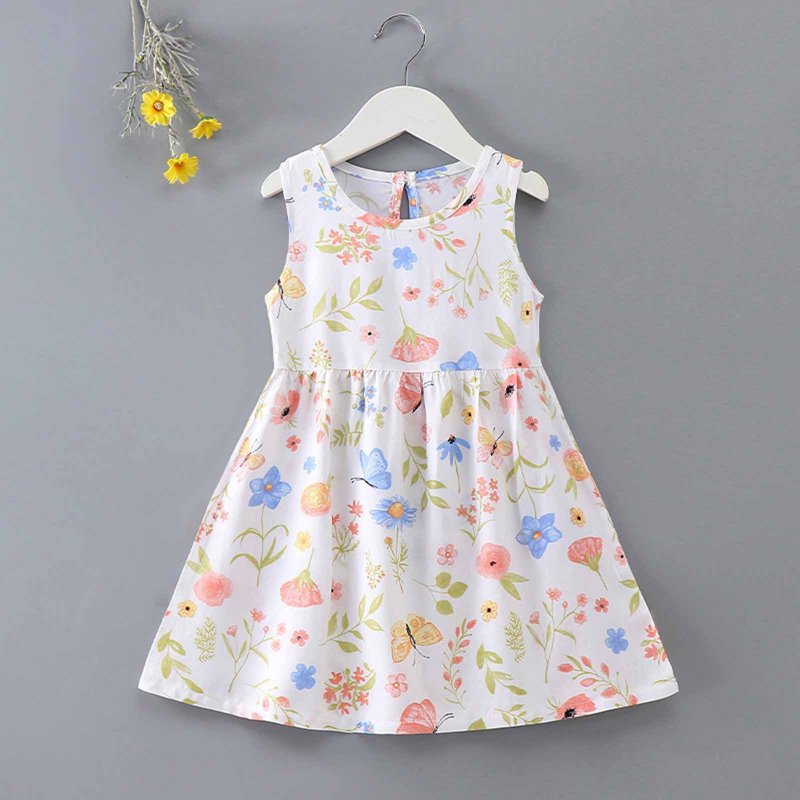 Summer Savings Clearance 2025 TAGOLD Girls Summer Dress Summer Toddler Baby Girls Sleeveless Dress Graphic Print Children's Clothing