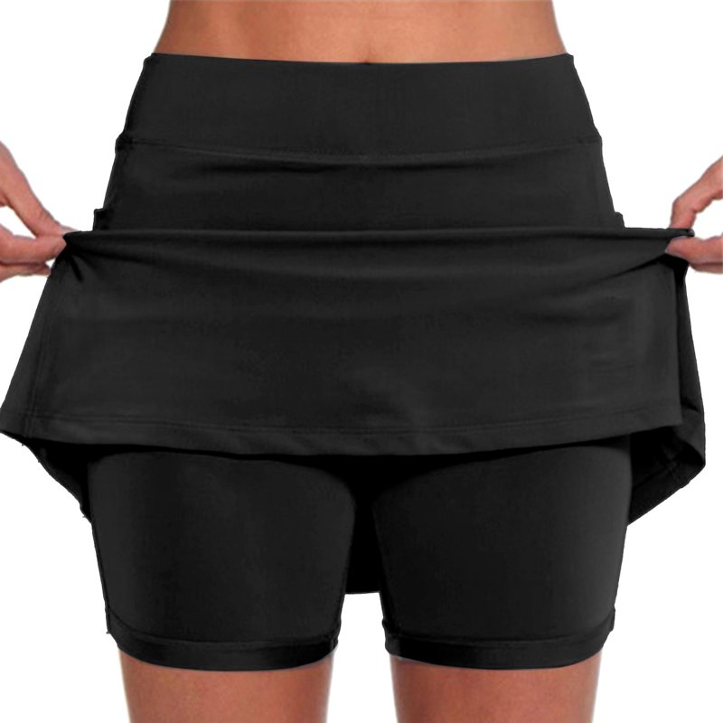 Summer Savings Clearance Women's High Waisted Tennis Skirts Tummy Control Pleated Golf Skorts Skirts for Women with Shorts Pockets Black Tennis Skirts for Women L