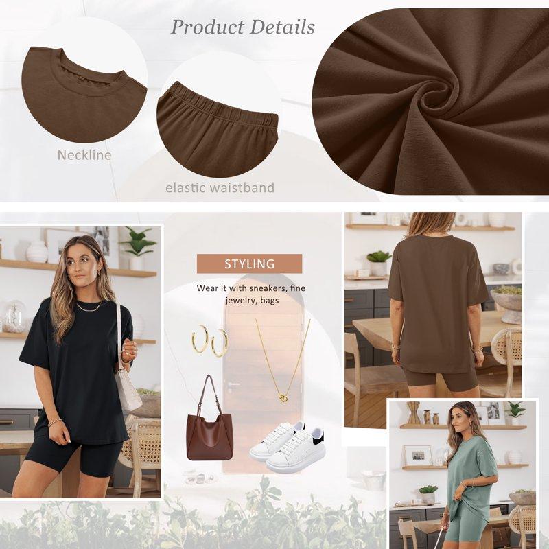SUNBS 2 Piece Outfit For Women Lounge Sets Oversized Tshirts Matching Biker Short Summer Clothing Sizes S-2XL