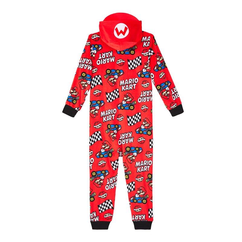 Super Mario Boys Hooded Union Suit Pajama Sizes 4-12