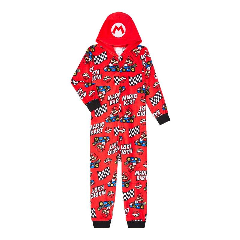 Super Mario Boys Hooded Union Suit Pajama Sizes 4-12