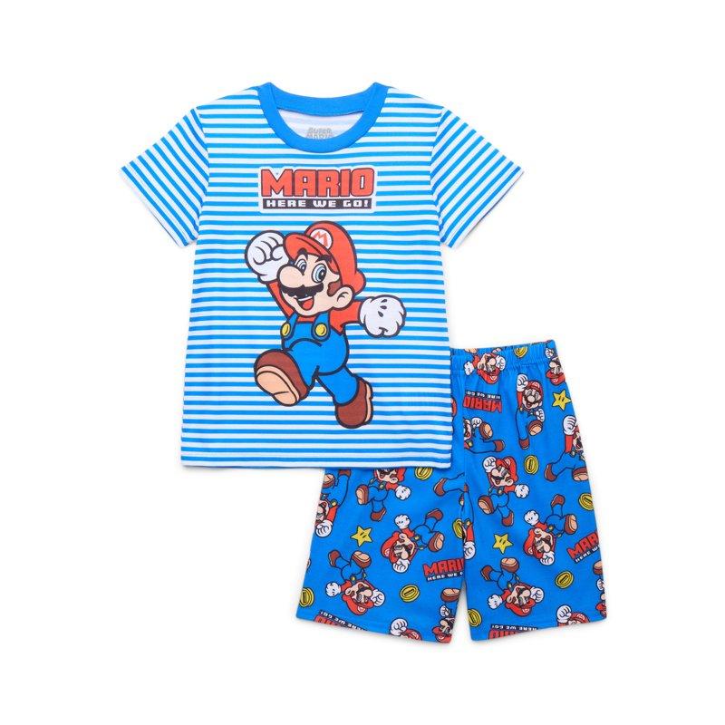 Super Mario Boys' Tee and Shorts Pajama Set 2-Piece Sizes 4-12