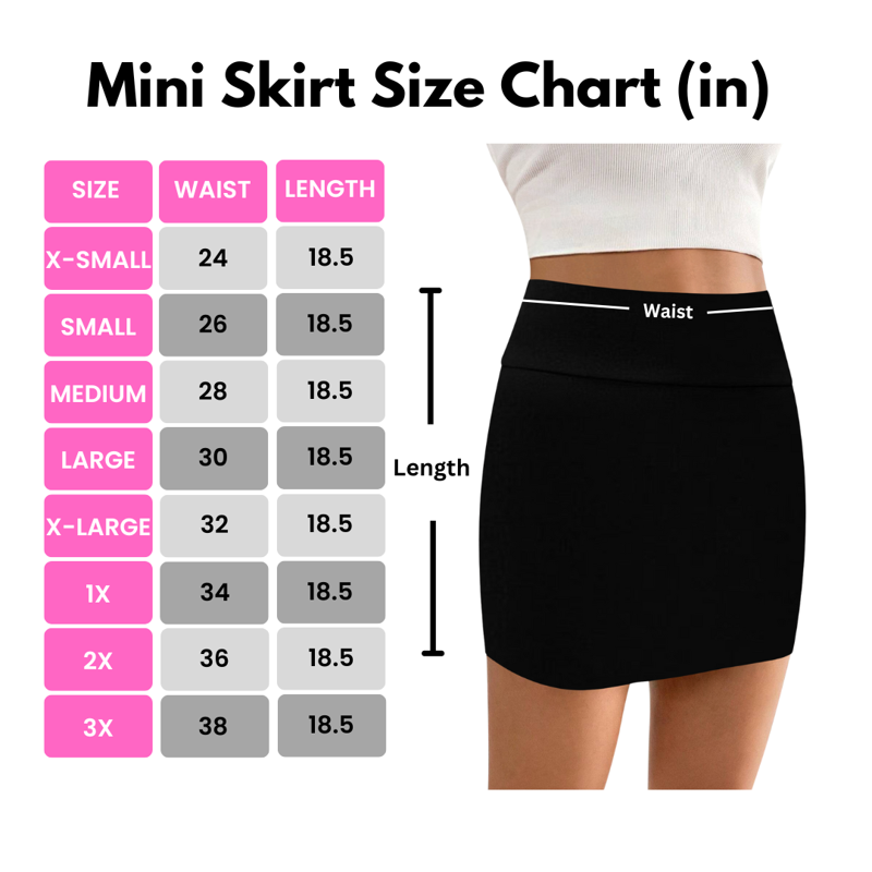 Sweet Hearts Bodycon Black Mini Skirt For Women- High Waist Womens Skirt Made In USA