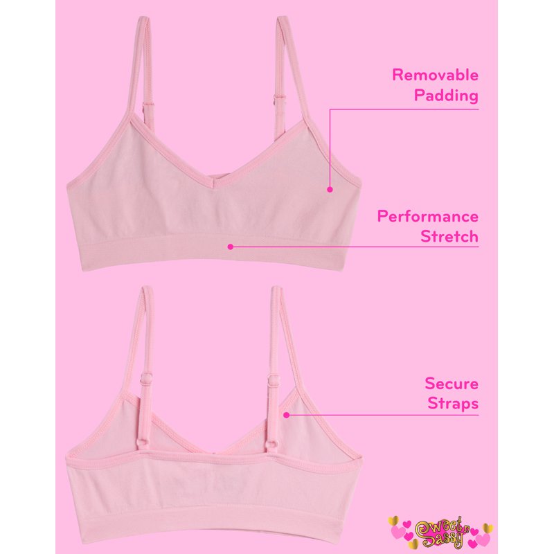 Sweet & Sassy Girls Seamless Training Bra Cami Training Bra Stretch Performance Seamless Bra 9 Pack