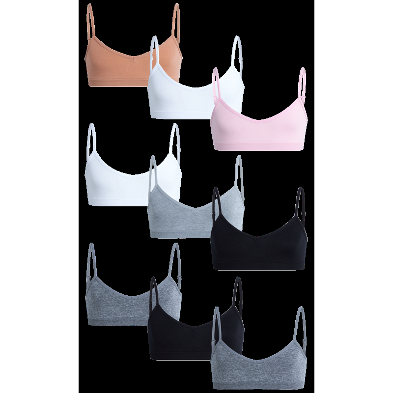 Sweet & Sassy Girls Seamless Training Bra Cami Training Bra Stretch Performance Seamless Bra 9 Pack