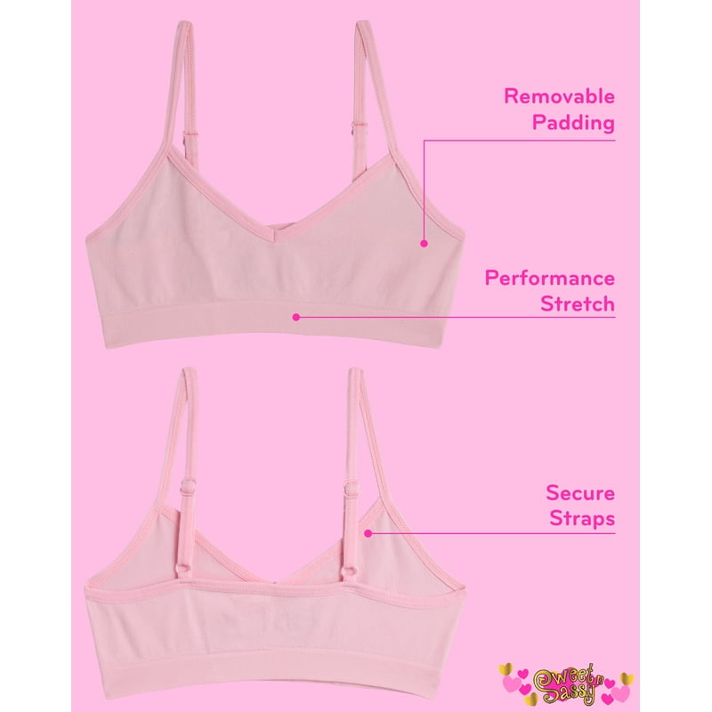 Sweet & Sassy Girls Seamless Training Bra Cami Training Bra Stretch Performance Seamless Bra 9 Pack