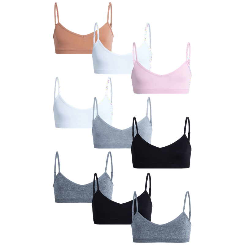 Sweet & Sassy Girls Seamless Training Bra Cami Training Bra Stretch Performance Seamless Bra 9 Pack