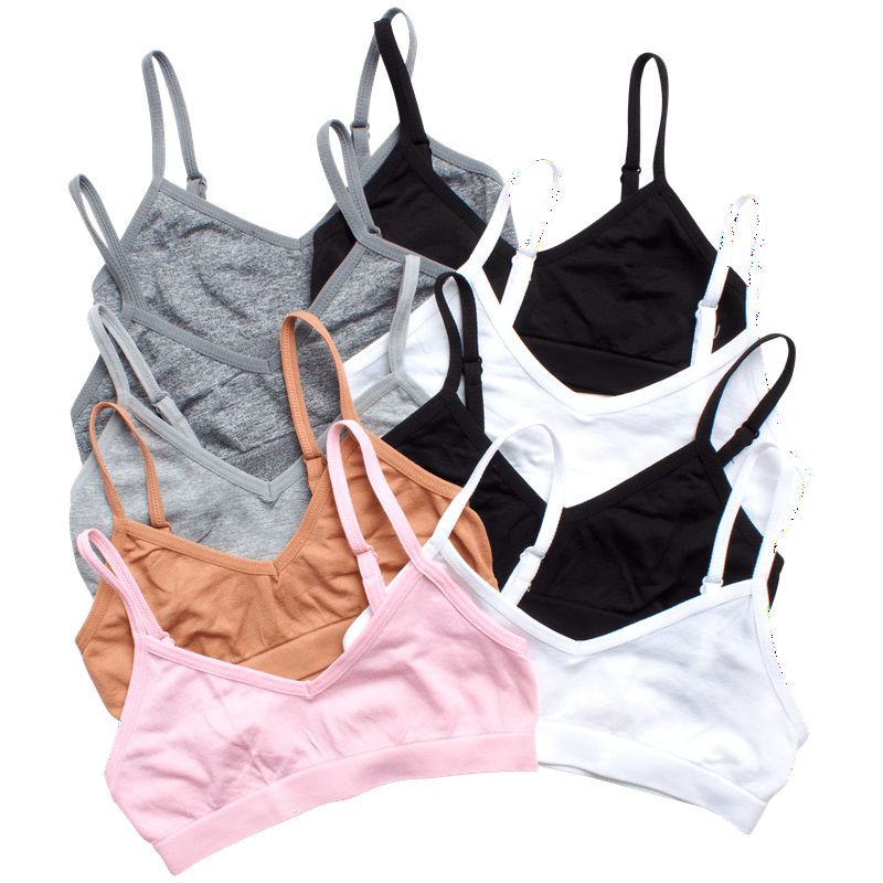 Sweet & Sassy Girls Seamless Training Bra Cami Training Bra Stretch Performance Seamless Bra 9 Pack