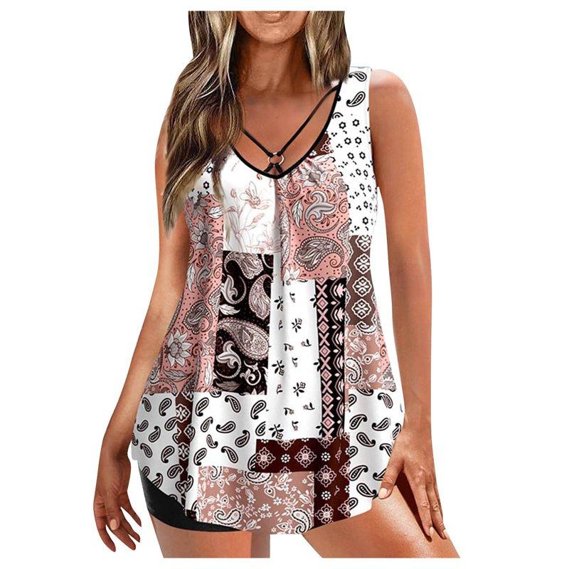 Swimsuit For Women Women Conservative Print Strappy Back Set Two Piece Swimsuits Swimdress