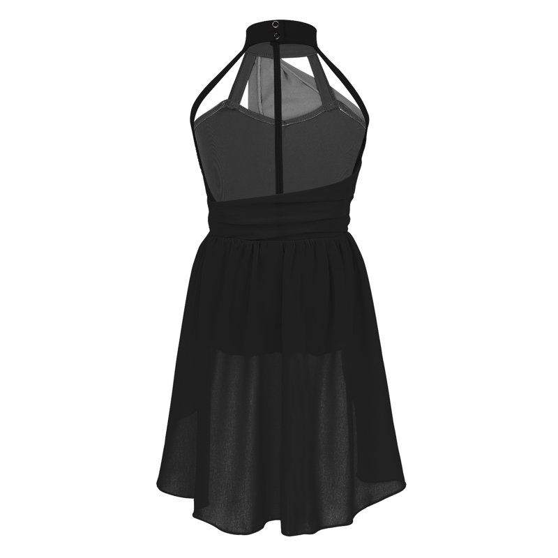 Sxiwei Kids Girls Ballet Lyrical Dance Dress Tutu Skirted Leotard Performance Dancewear Black 16