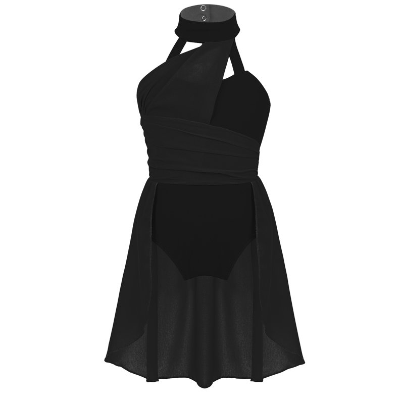 Sxiwei Kids Girls Ballet Lyrical Dance Dress Tutu Skirted Leotard Performance Dancewear Black 16