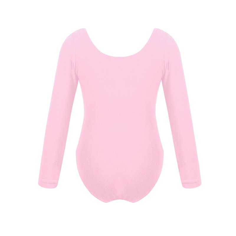 Sxiwei Kids Girls Cotton Long Sleeve Ballet Dance Leotard Gymnastics Fitness Workout Bodysuit Pink 10