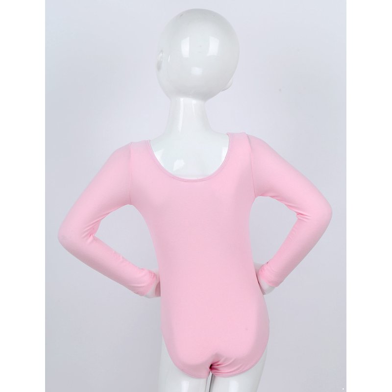 Sxiwei Kids Girls Cotton Long Sleeve Ballet Dance Leotard Gymnastics Fitness Workout Bodysuit Pink 10