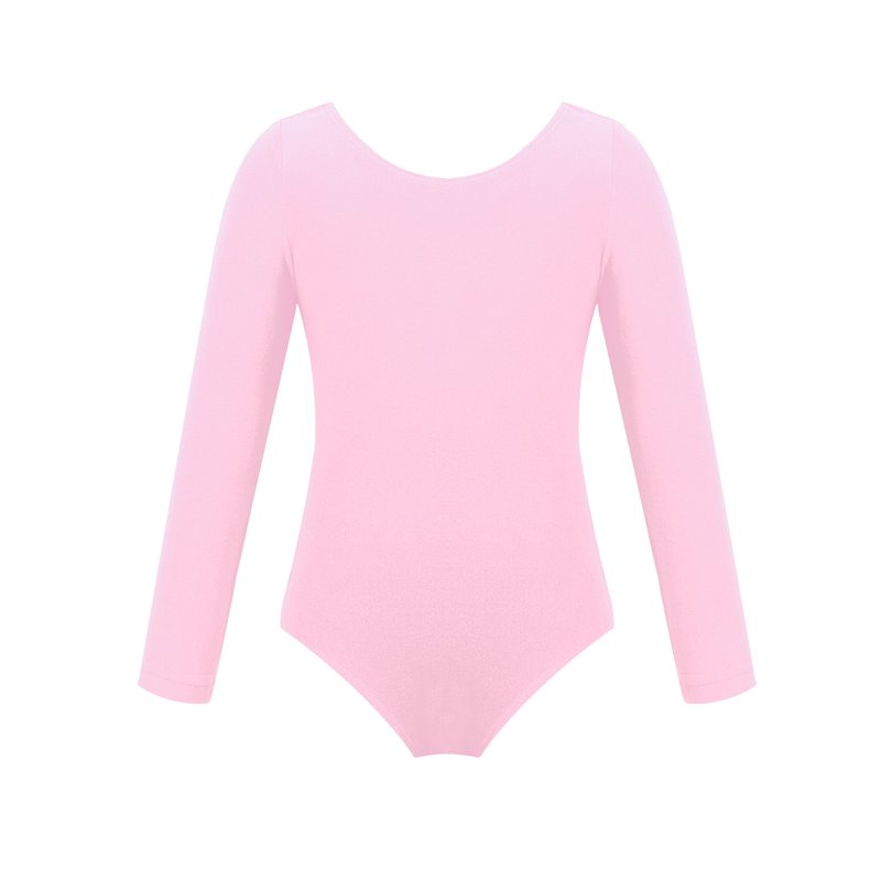 Sxiwei Kids Girls Cotton Long Sleeve Ballet Dance Leotard Gymnastics Fitness Workout Bodysuit Pink 10