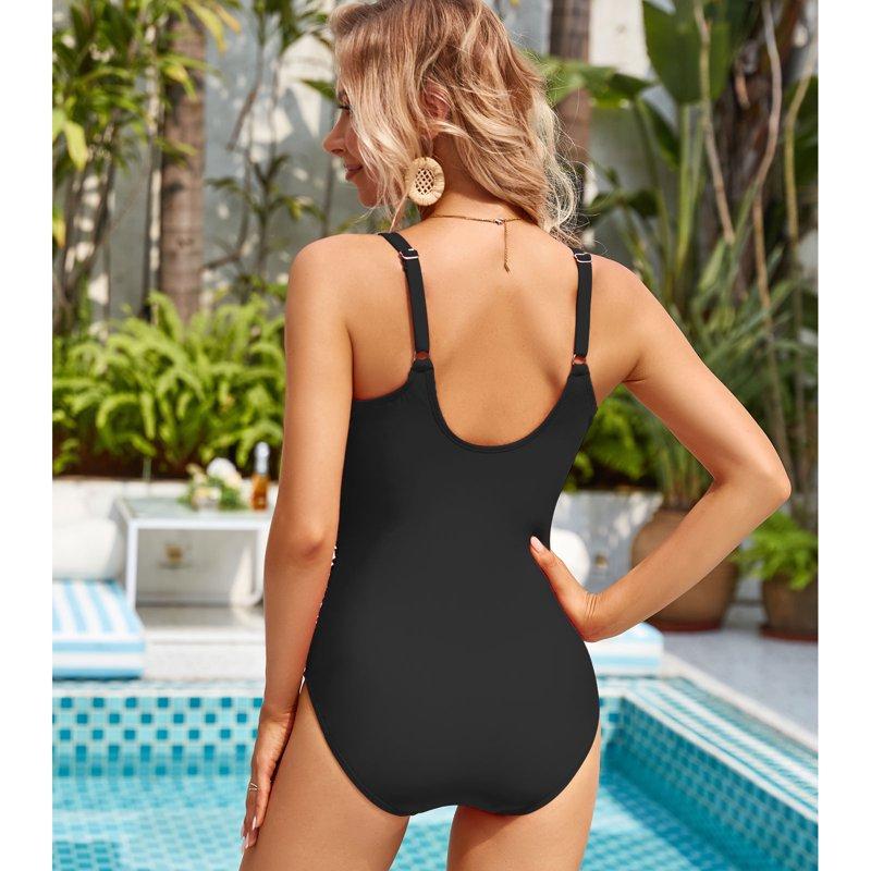 SYKT Women's One Piece Swimsuit Ruched Tummy Control Square Neck Bathing Suits