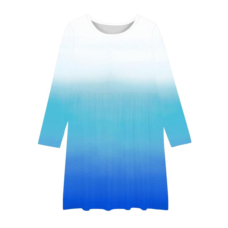 Tdoqot Girls Fashion Party Dresses- Crewneck Long Sleeve Flowy Casual School Skater Dress Blue Size 14