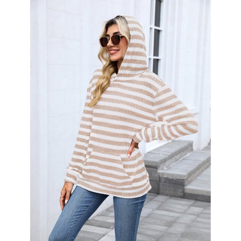 TEMOFON Women's Hoodies With Pockets Long Sleeve Pullover Sweatshirts Casual Fall Winter Striped Hoodie Tops