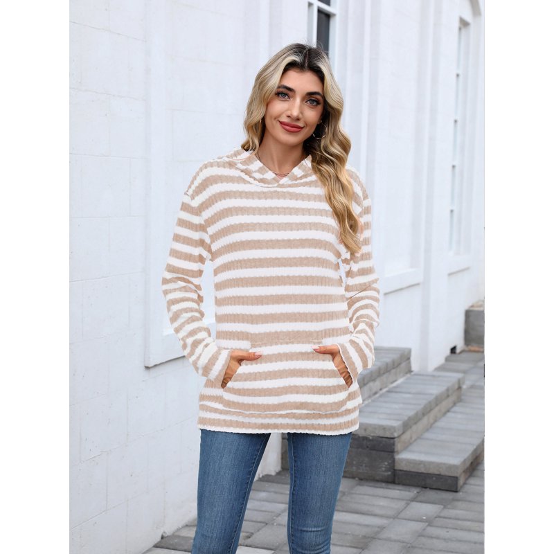 TEMOFON Women's Hoodies With Pockets Long Sleeve Pullover Sweatshirts Casual Fall Winter Striped Hoodie Tops