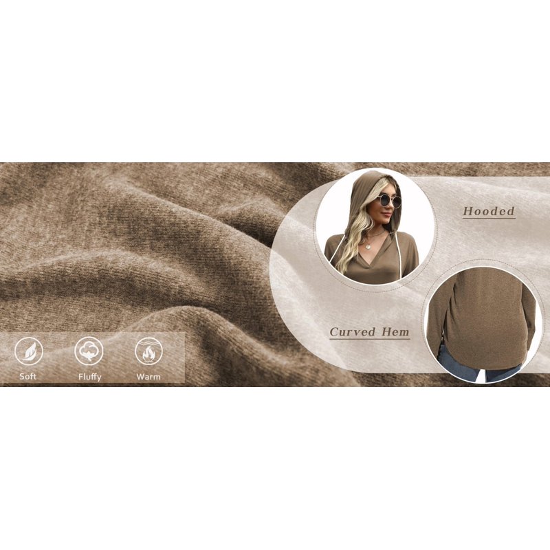 TEMOFON Women V Neck Plaid Hoodies Womens Fashion Tops Pullover Oversized Hoodies Long Sleeve Drawstring Hoodies Loose Fit