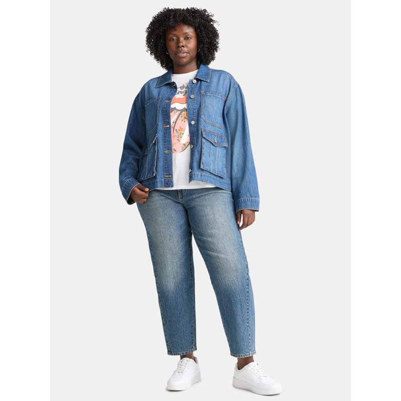 Terra & Sky Women's Plus Denim Utility Jacket Sizes 0X-5X