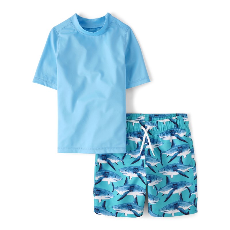 The Children's Place Boys Rashguard & Swim Trunk Set 2-Piece Sizes XS-XXL