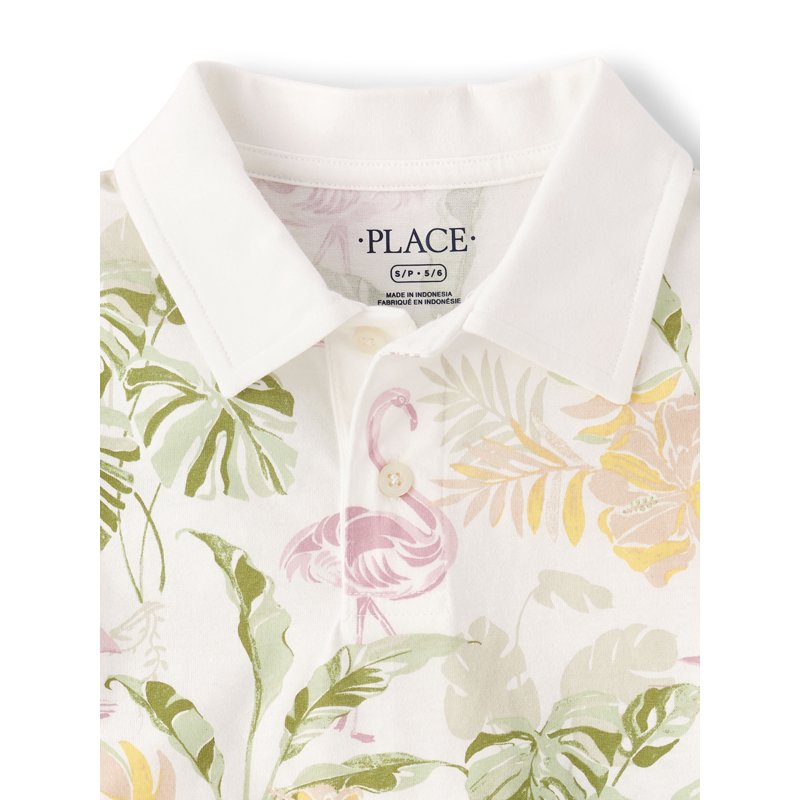 The Children's Place Boys Short Sleeve Tropical Print Polo Sizes XS-XXL