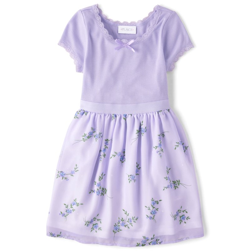 The Children's Place Girls Short Sleeve Ribbed Fit & Flare Dress Sizes XS-XXL