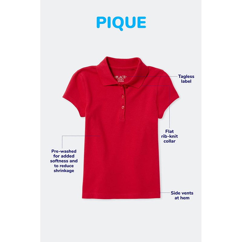 The Children's Place Girls Uniform Short Sleeve Pique Polo Sizes XS-XXL