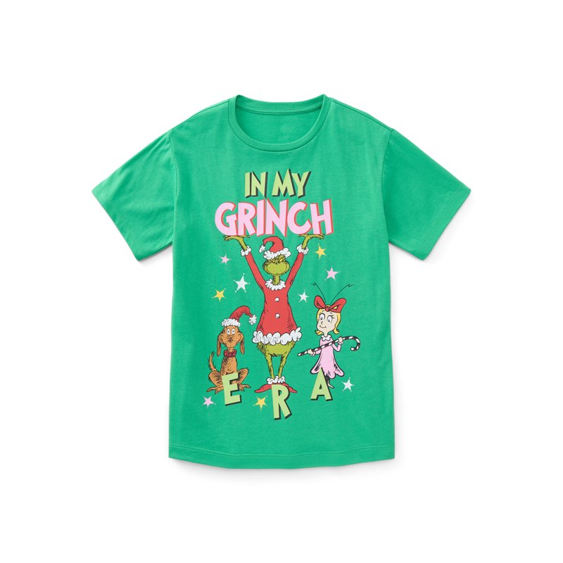 The Grinch In My Grinch Era Girls Graphic Tee with Short Sleeves Sizes 4-16