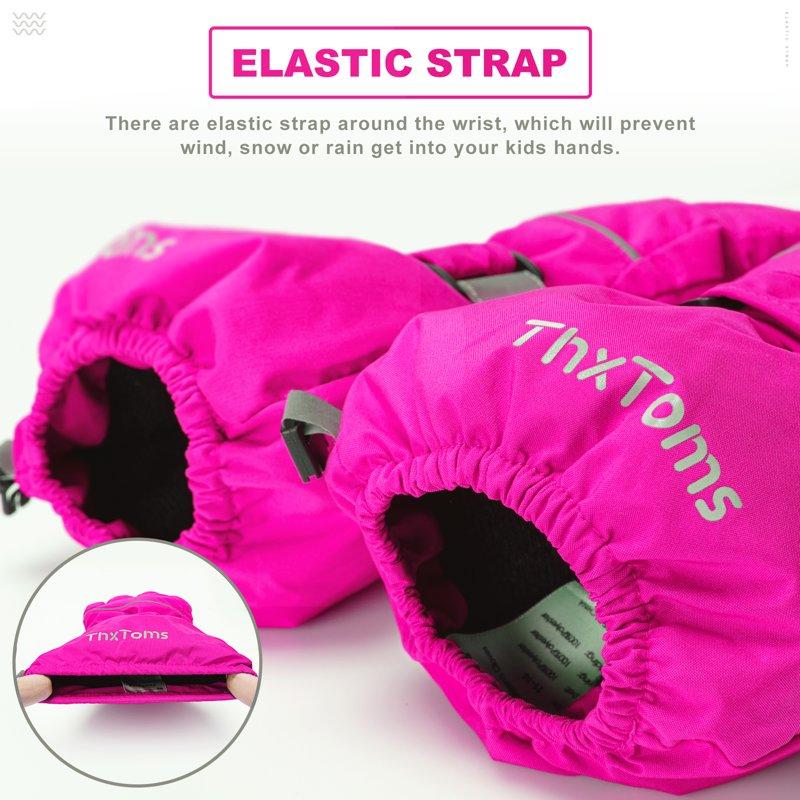 ThxToms Kids Warm Gloves Winter Waterproof Snow Gloves For Ourdoor Sports Toddler Bulky Ski Gloves For Boys Girls Rose Red M