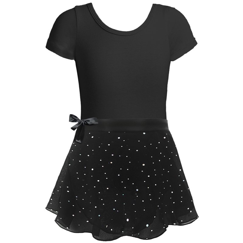 Tiijoy Toddler Girls Ballet Dance Leotard Dress Short Sleeve Dancewear Skirt Outfits Sizes 2-3