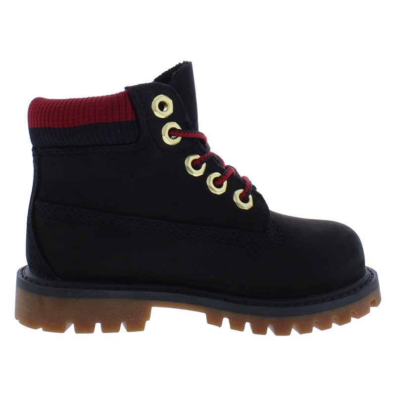 Timberland 6 Inch Premium Waterproof Boots Infant/Toddler Shoes Size 8 Color: Black/Nubuck/Red