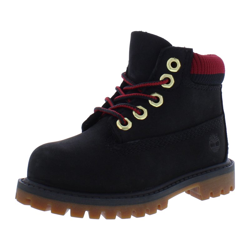 Timberland 6 Inch Premium Waterproof Boots Infant/Toddler Shoes Size 8 Color: Black/Nubuck/Red