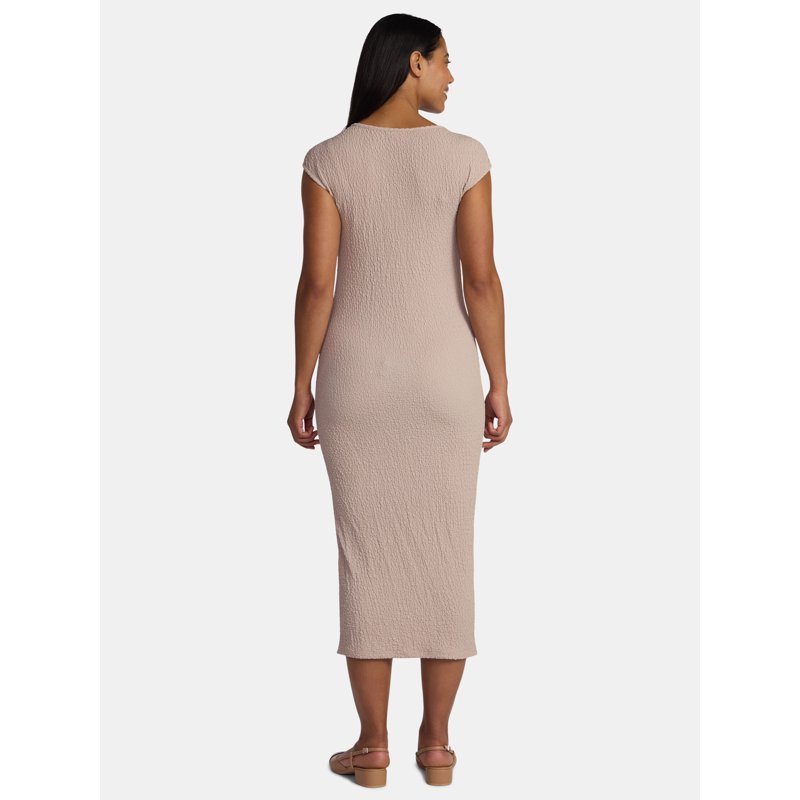 Time And Tru Maternity Women's Textured Dress With Cap Sleeves Sizes S-XXL