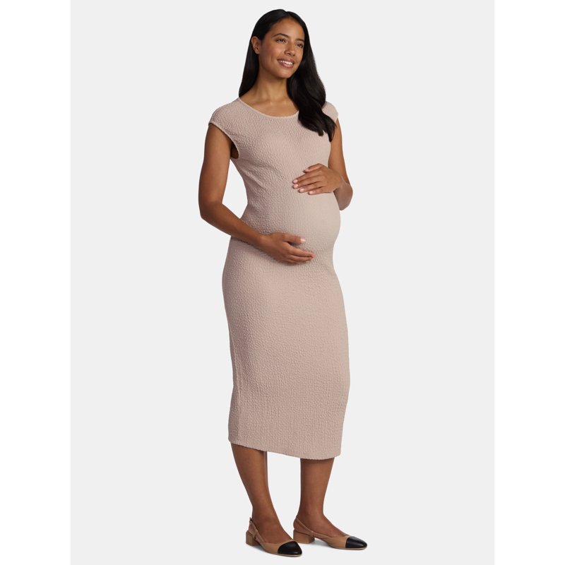 Time and Tru Maternity Women's Textured Dress with Cap Sleeves Sizes S-XXL