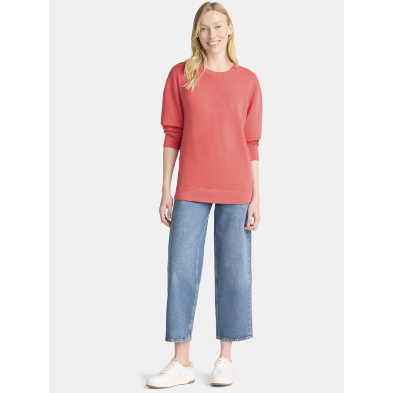 Time And Tru Women's And Women's Plus Crewneck Sweatshirt With Long Sleeves Sizes XS-4X