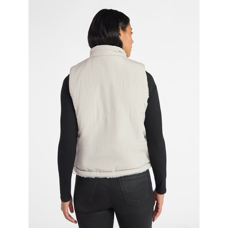 Time And Tru Women's And Women's Plus Faux Fur Reversible Vest Sizes XS-2X