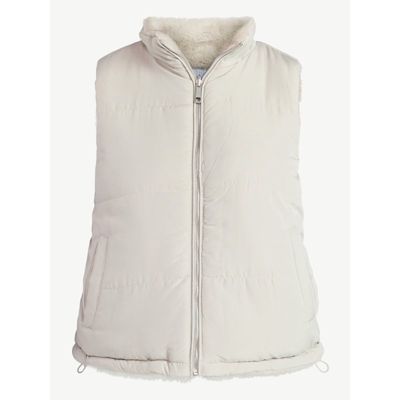 Time And Tru Women's And Women's Plus Faux Fur Reversible Vest Sizes XS-2X