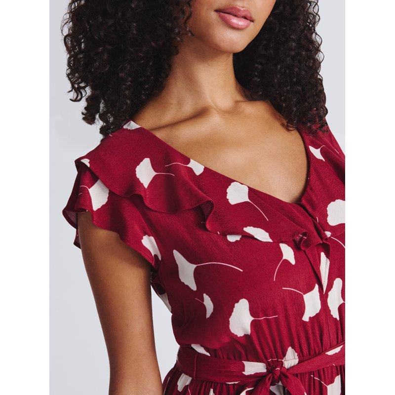 Time And Tru Women's And Women's Plus Ruffle Midi Dress With Flutter Sleeves Sizes XS-4X