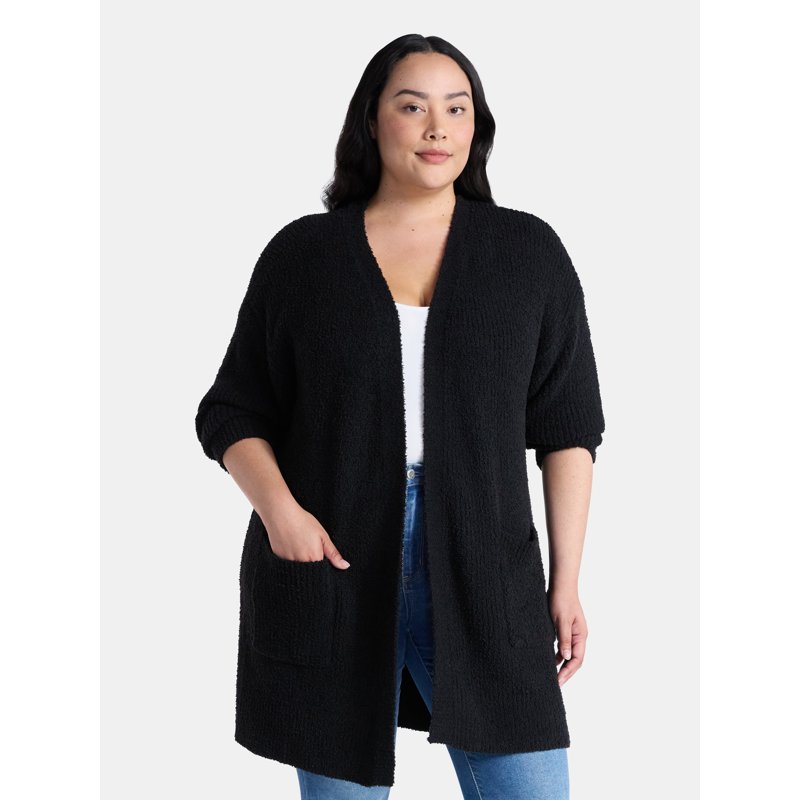 Time And Tru Women’s And Women’s Plus Super Soft Longline Cardigan Sweater Lightweight Size XS-4X