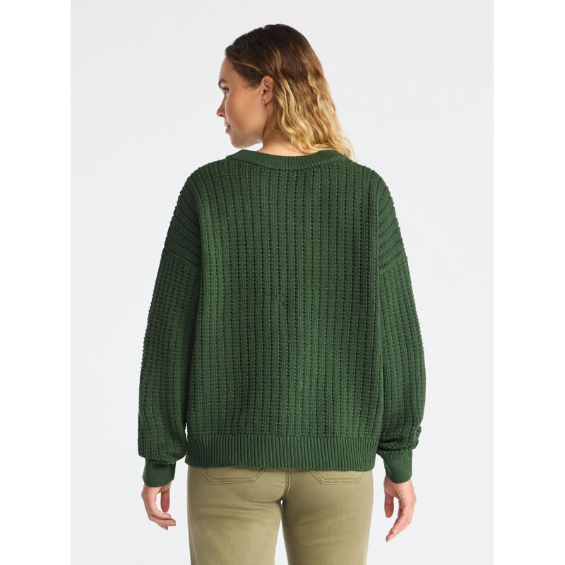 Time And Tru Women's And Women’s Plus Textured Stitch Sweater Midweight Sizes XS-4X